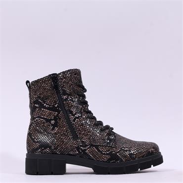 Remonte Laced Ankle Boot With Side Zip - Snake